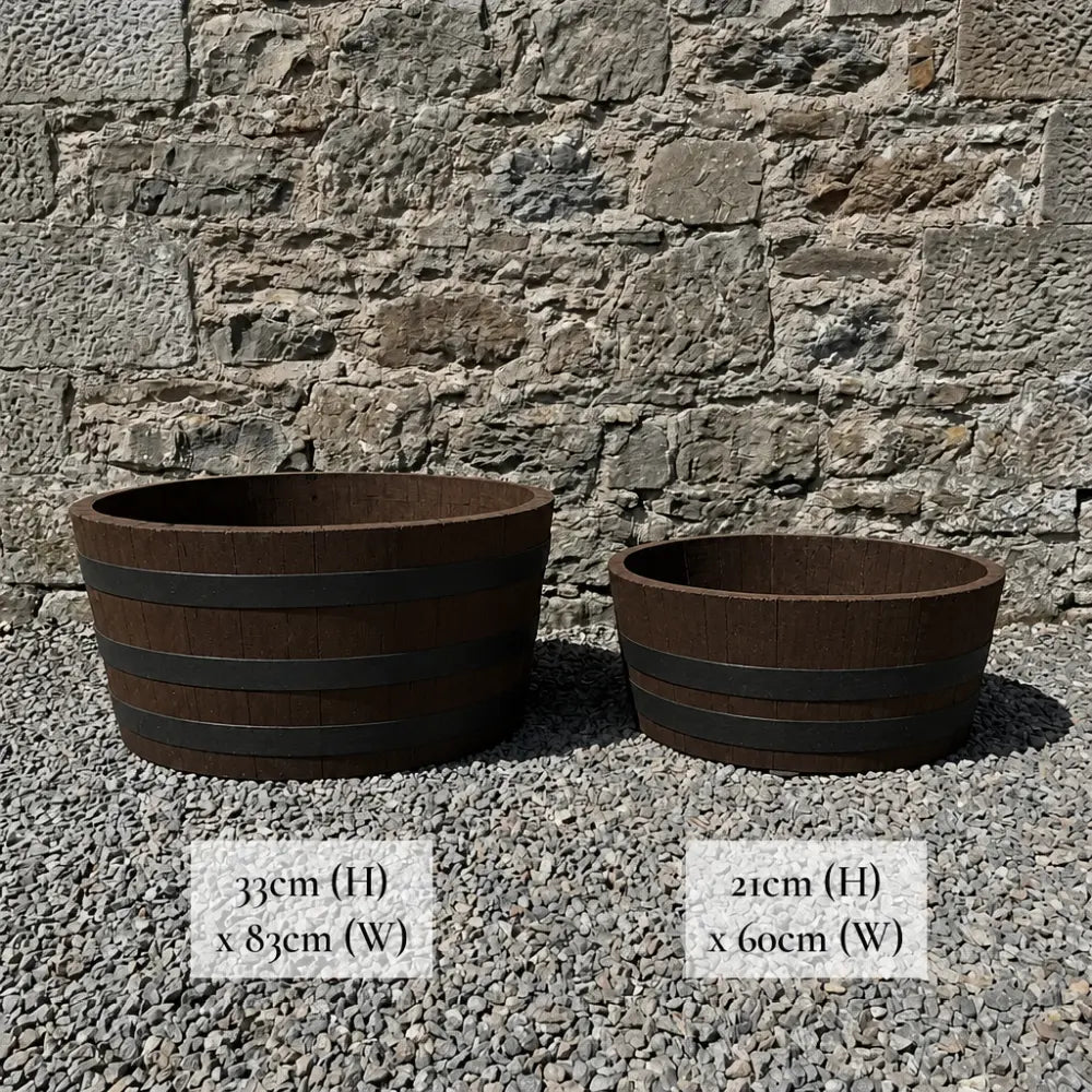 #65-70cm(D) x 21cm(H) 1/4 Barrel
#80-85cm(D) x 33cm(H) 1/4 Barrel #Brown/Black Band
#with Liner
#without Liner