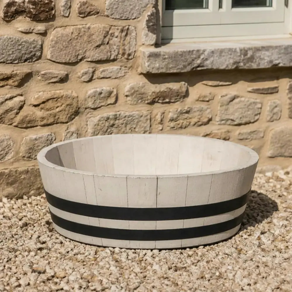 #65-70cm(D) x 21cm(H) 1/4 Barrel
#Cream/Black Band
#with Liner
#without Liner