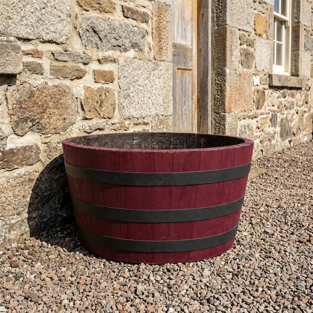 #65-80cm(D) x 44-50cm(H) Half Barrel
#Burgundy/Black Band
#with Liner
#without Liner