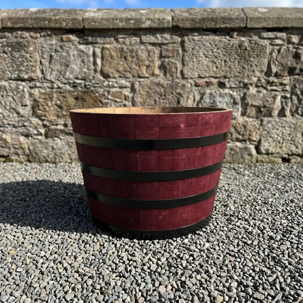 #90cm(D) x 65-66cm(H) Half Barrel
#Burgundy/Black Band
#with Liner
#without Liner