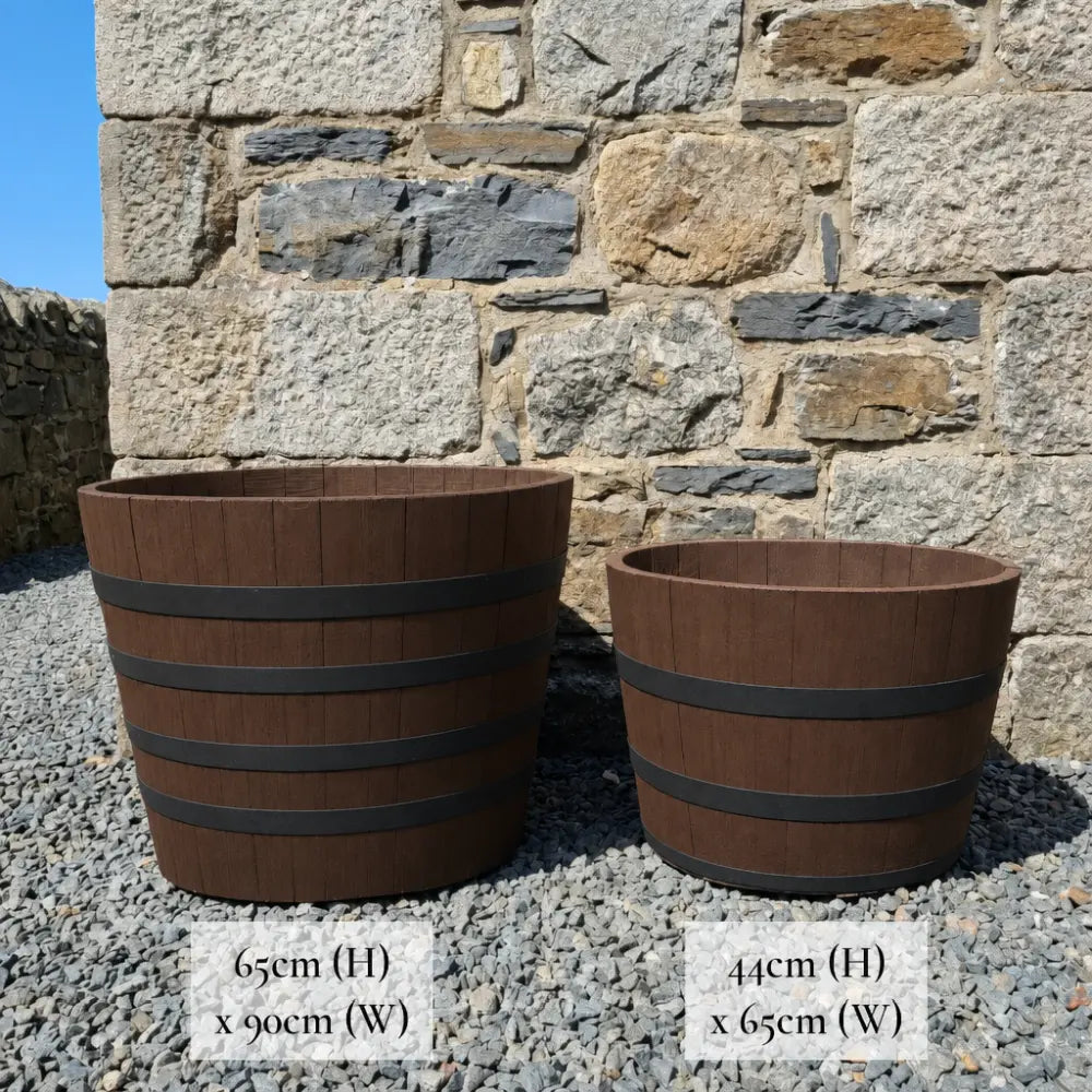 #65-80cm(D) x 44-50cm(H) Half Barrel
#90cm(D) x 65-66cm(H) Half Barrel
#Brown/Black Band
#with Liner
#without Liner