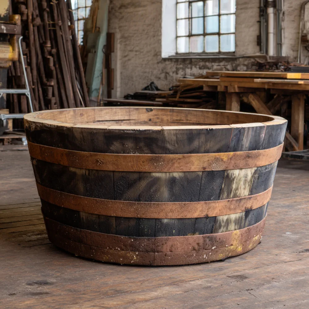 #80-85cm(D) x 33cm(H) 1/4 Barrel  #Natural Timber/Rustic Band #with Liner #without Liner
