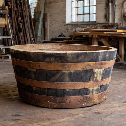 #80-85cm(D) x 33cm(H) 1/4 Barrel  #Natural Timber/Rustic Band #with Liner #without Liner