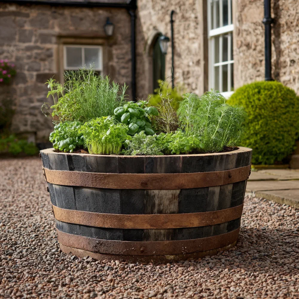 #80-85cm(D) x 33cm(H) 1/4 Barrel #Natural Timber/Rustic Band #with Liner #without Liner