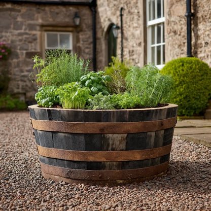 #80-85cm(D) x 33cm(H) 1/4 Barrel #Natural Timber/Rustic Band #with Liner #without Liner
