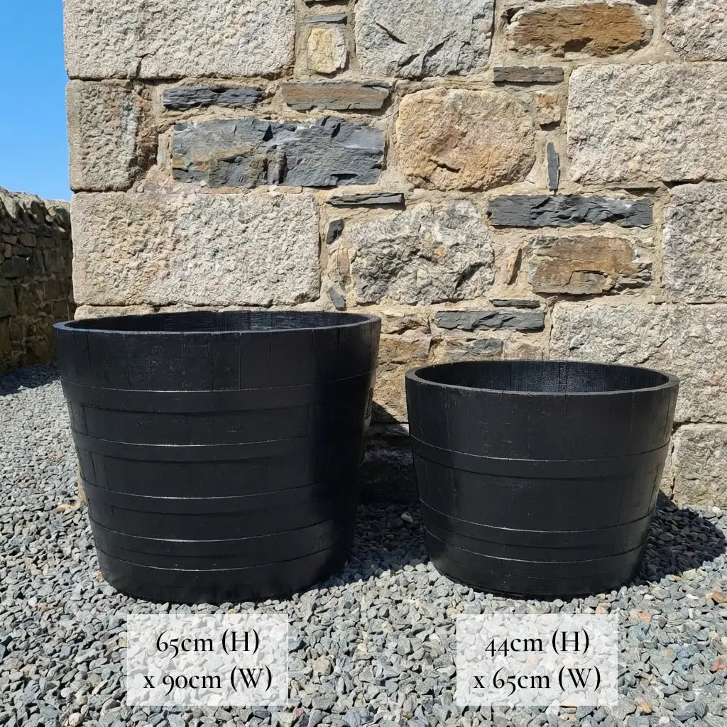#65-80cm(D) x 44-50cm(H) Half Barrel
#Black/Black Band
#with Liner
#without Liner