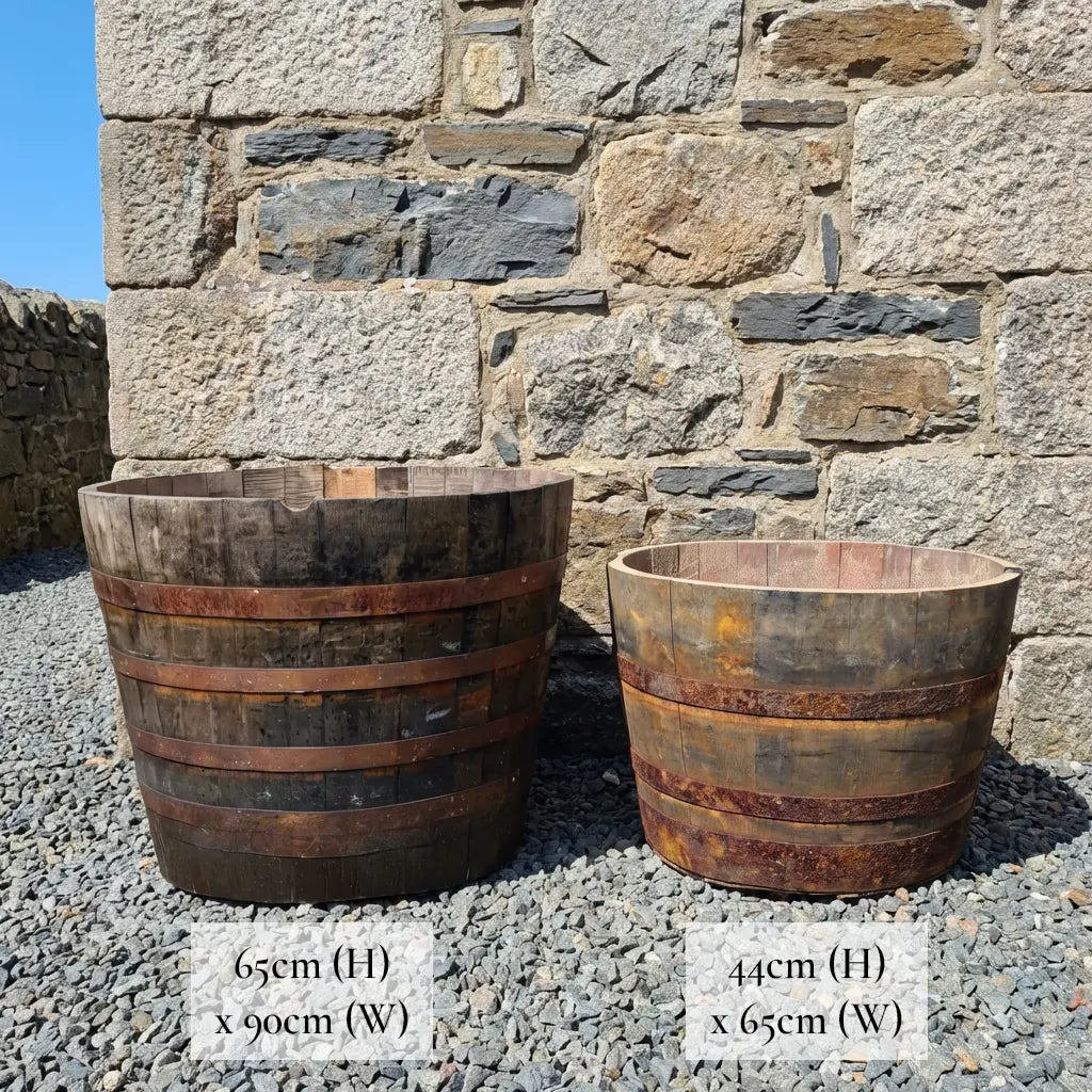 #65-80cm(D) x 44-50cm(H) Half Barrel
#Natural Timber/Rustic Band
#with Liner
#without Liner