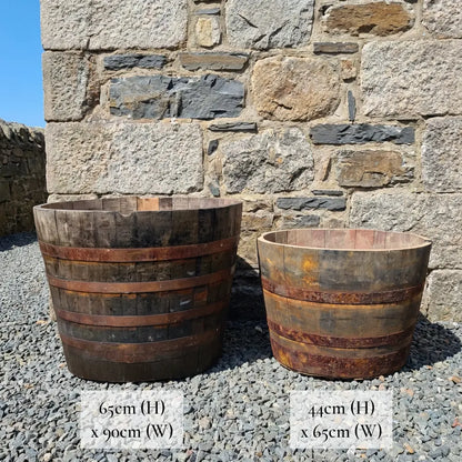#65-80cm(D) x 44-50cm(H) Half Barrel
#Natural Timber/Rustic Band
#with Liner
#without Liner