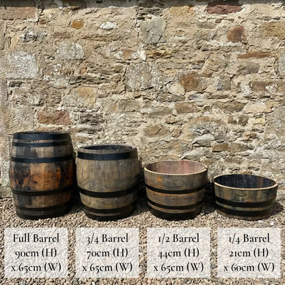 #65-70cm(D) x 21cm(H) 1/4 Barrel
#Natural Timber/Black Band
#with Liner
#without Liner