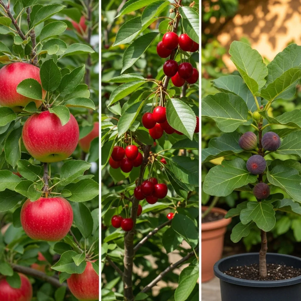 The 3 Best Fruit Trees for Small Gardens: A Potted Fig with Bare Root Apple & Cherry Trees
