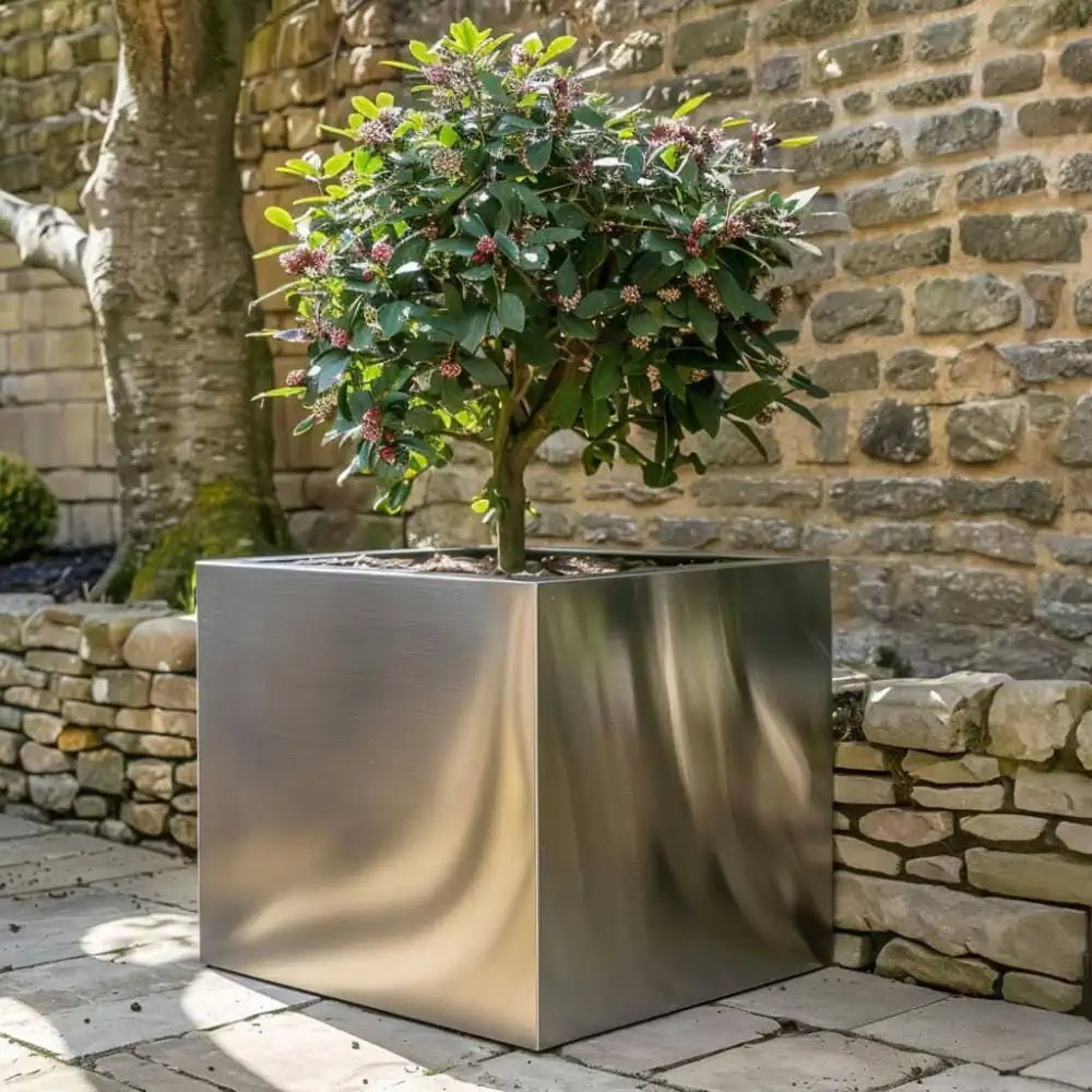 Zinc Galvanised Cube Metal Planter