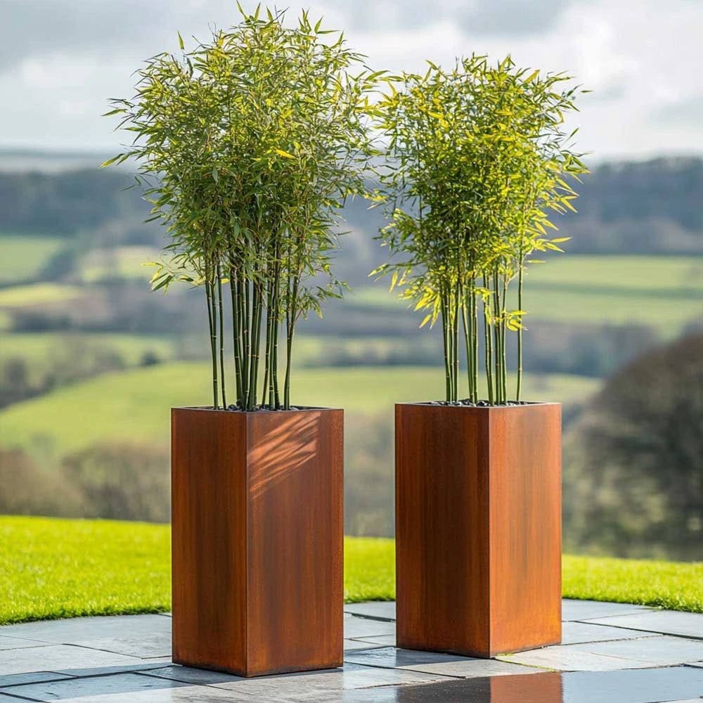 Pre Rusted Planters Pre-Rusted Corten Steel Straight Edge Tall Square Planter – Planters.co.uk