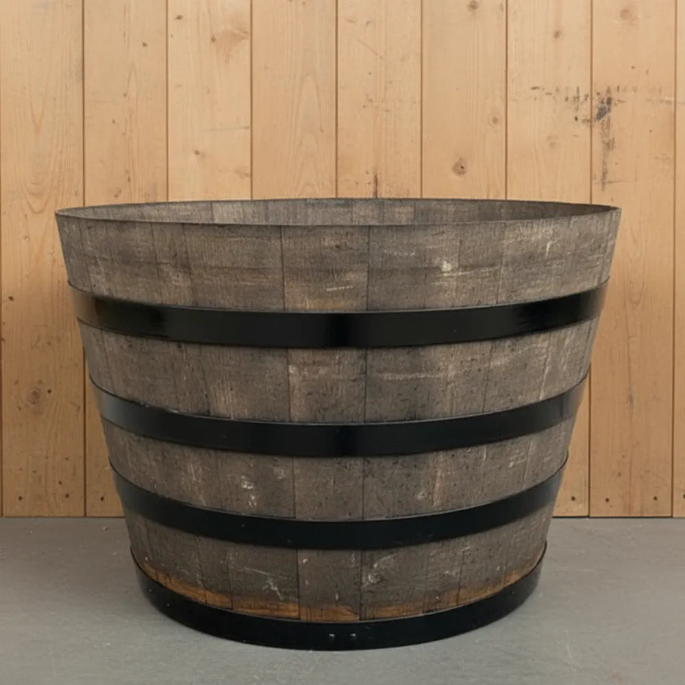 #90cm(D) x 65-66cm(H) Half Barrel #Burgundy/Black Band #with Liner #without Liner
