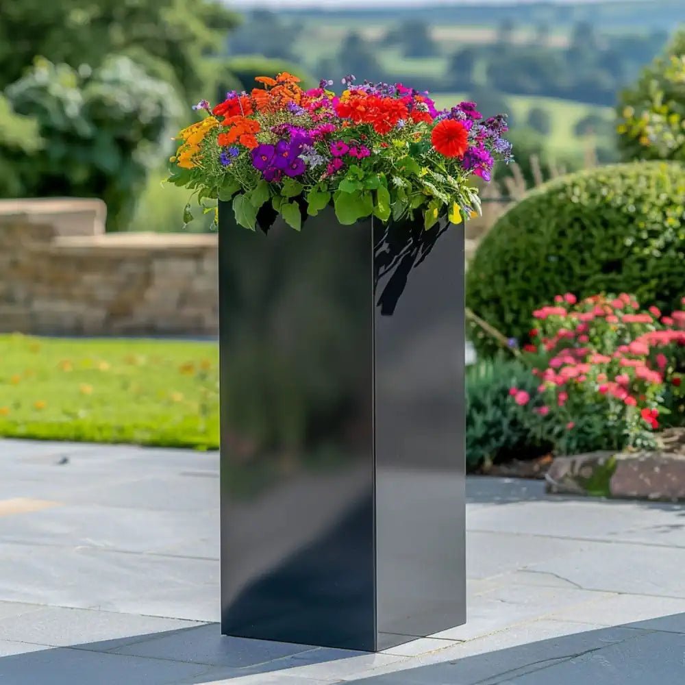 Zinc Galvanised Tall Square Planter