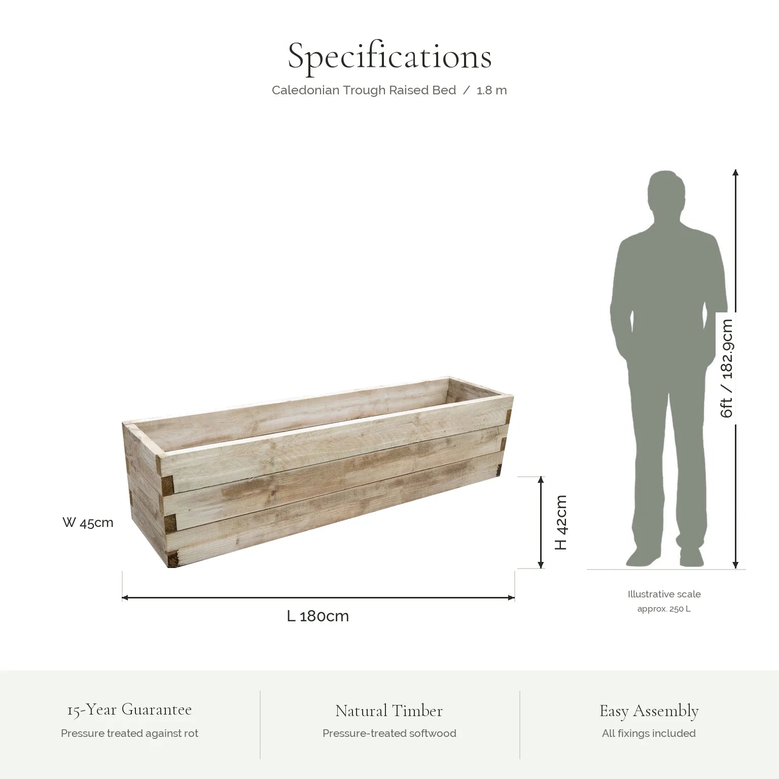 180cm(L) x 45(W) x 42(H)