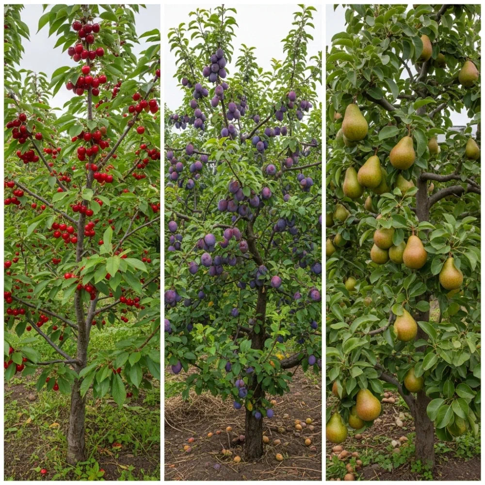 Classic British Orchard Collection | 3 Potted Trees | 5ft Cherry, Pear & Plum Trees