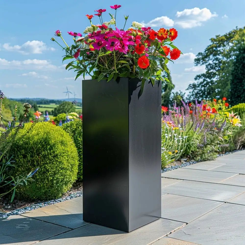 Zinc Galvanised Tall Square Planter