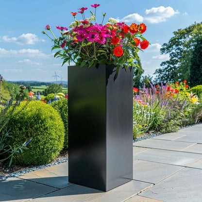 Zinc Galvanised Tall Square Planter