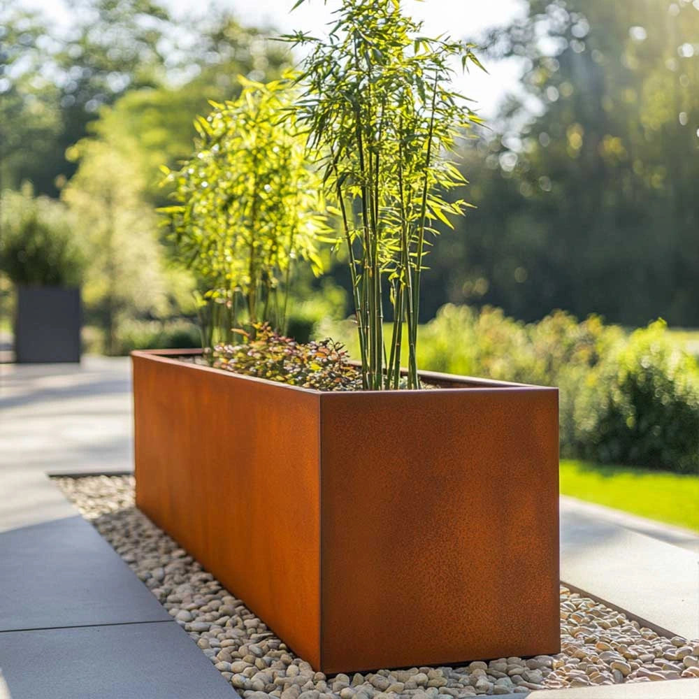 Pre Rusted Planters Pre-Rusted Corten Steel Straight Edge Trough Planter – Planters.co.uk
