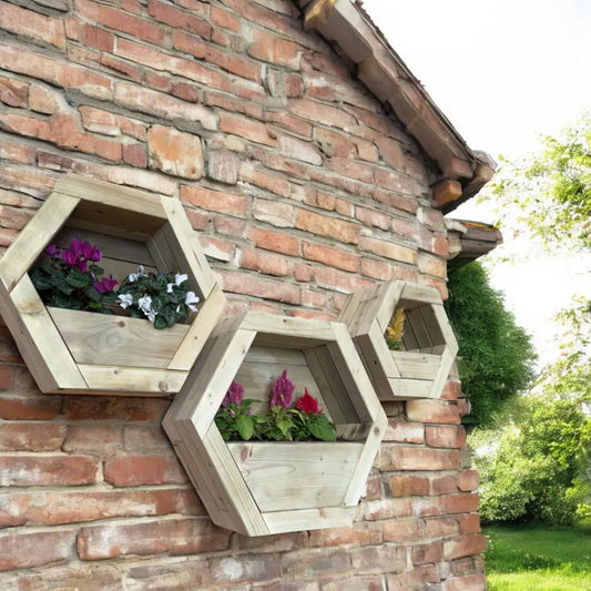 Customisable Hanging Wooden Hexagon Wall Planter
