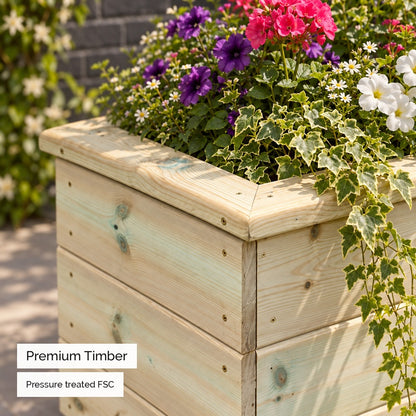 Deluxe Large Wooden Trough Planter - quality timber