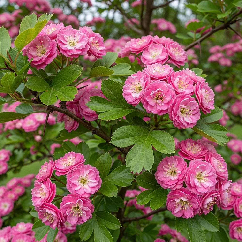 5ft Double Pink Hawthorn Tree | Crataegus laevigata 'Rosea Flore Pleno'  | 9L Pot | 2 Years Old