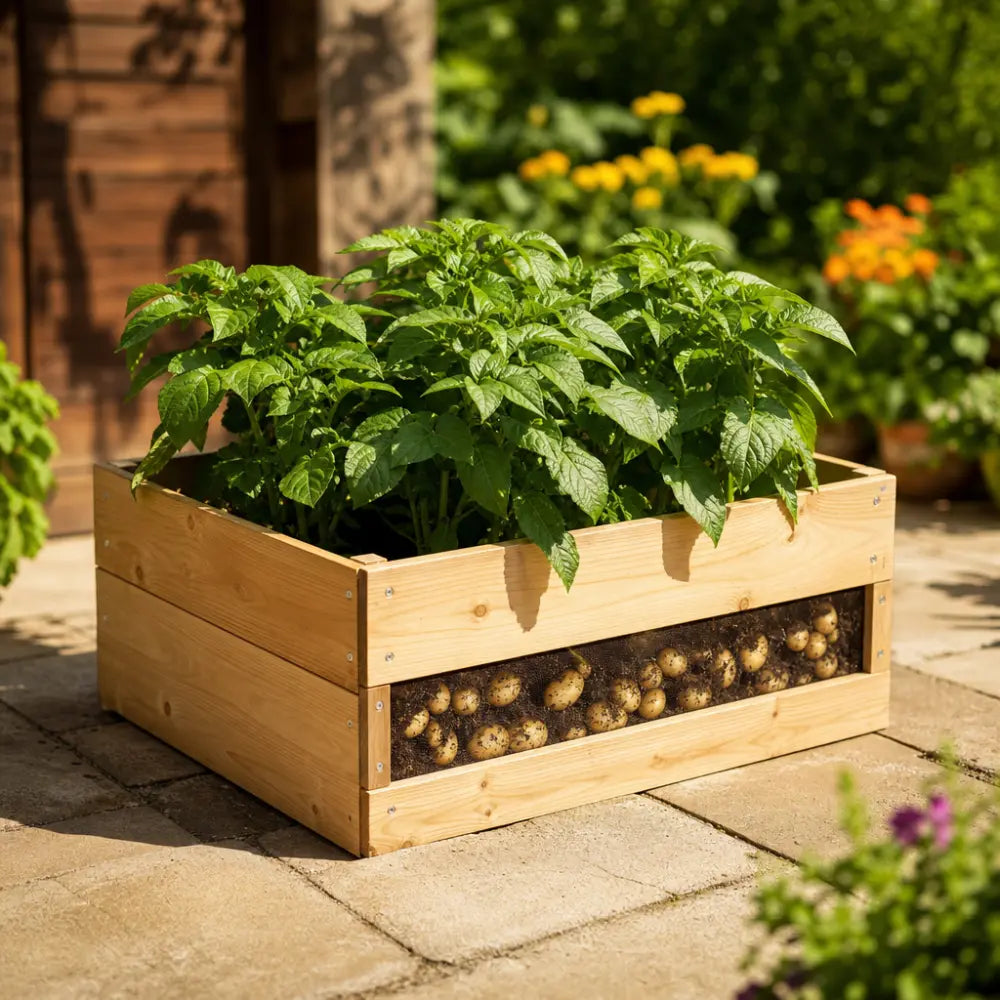 Premium Double Window Wood Raised Bed