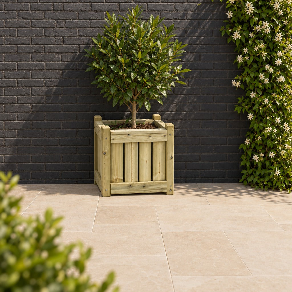 Elegant Square Planter planted in a garden setting