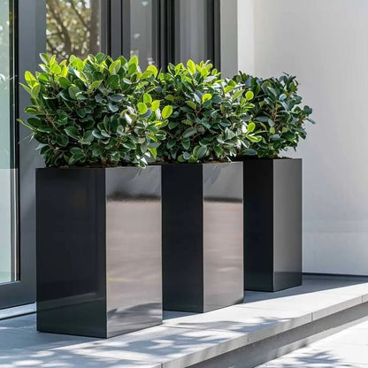 Zinc Galvanised Tall Square Planter