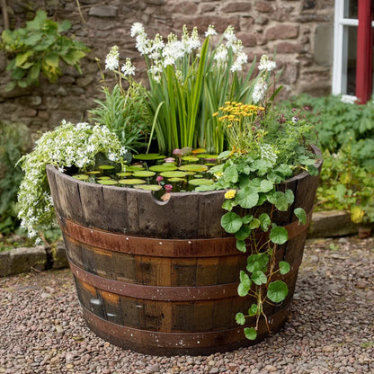 #90cm(D) x 65-66cm(H) Half Barrel
#Natural Timber/Rustic Band
#with Liner
#without Liner