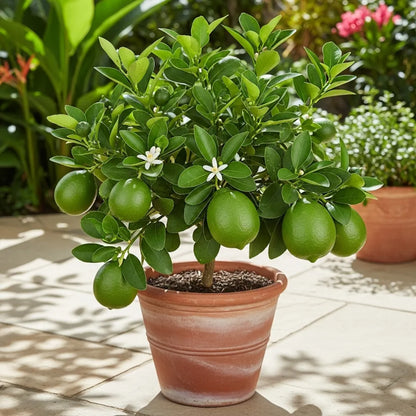 Gift Wrapped 'Tahiti' Patio Lime Tree. Presented in a 5L pot