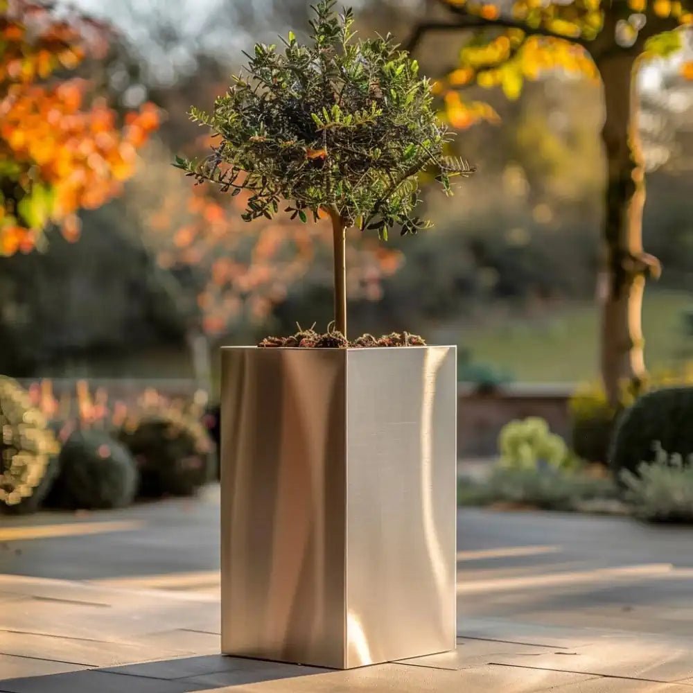 Zinc Galvanised Tall Square Planter