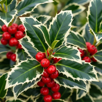 2ft Silver Variegated Holly | Ilex 'Argenteo Marginata' | 10L Pot