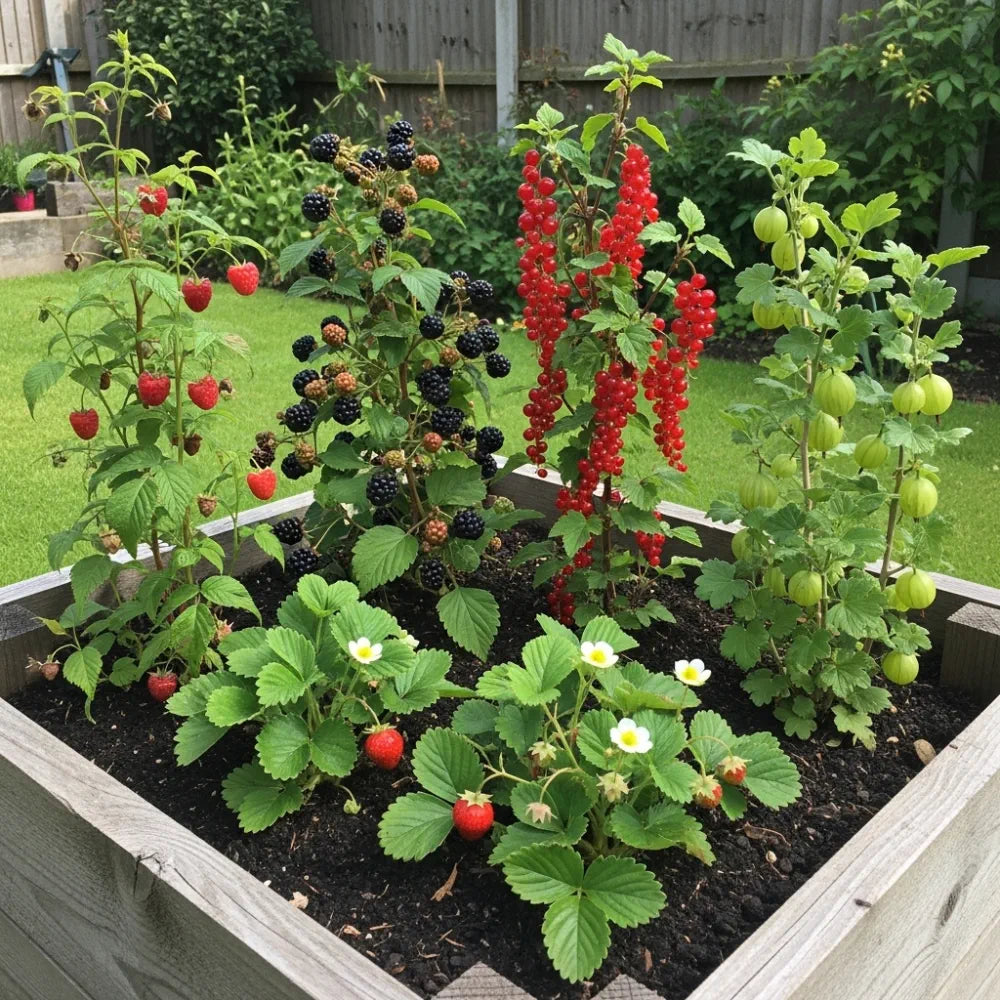 Jam Maker's Fruit Plants Collection | Extra Large Allotment in a Box (9 Premium Plants & 1 Tree)