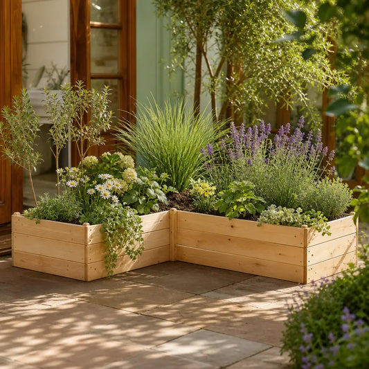 Premium L-Shape Wood Raised Bed