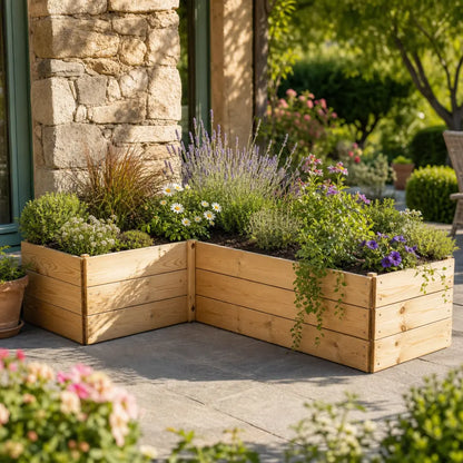 Premium L-Shape Wood Raised Bed