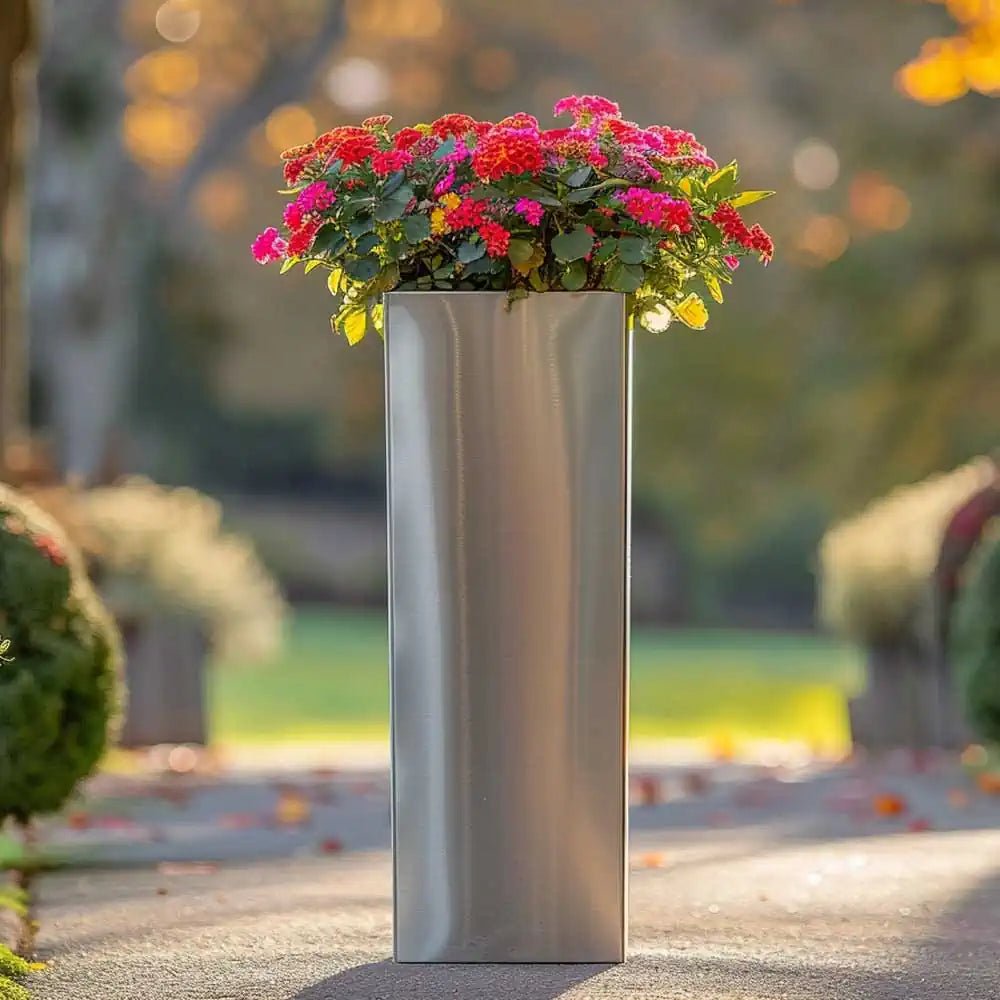 Zinc Galvanised Tall Square Planter