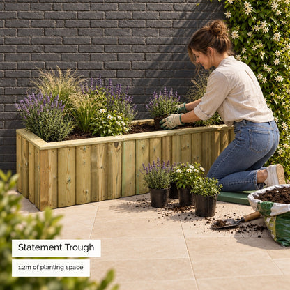 Log Lap Wooden Planter Trough - statement trough #120cm(L) x 40cm(W) x 40cm(H) #150cm(L) x 40cm(W) x 40cm(H) #180cm(L) x 40cm(W) x 40cm(H)