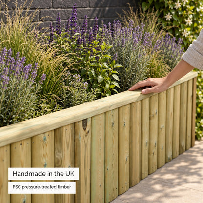 Log Lap Wooden Planter Trough - made in the UK #120cm(L) x 40cm(W) x 40cm(H) #150cm(L) x 40cm(W) x 40cm(H) #180cm(L) x 40cm(W) x 40cm(H)