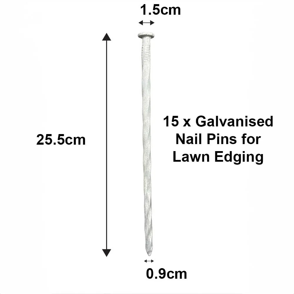 15 x Galvanised Nail Pins for 1 pack of Lawn Edging