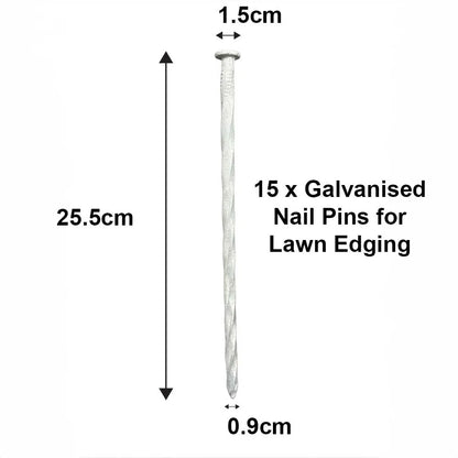 15 x Galvanised Nail Pins for 1 pack of Lawn Edging