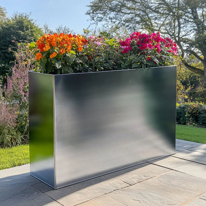 Zinc Galvanised Long Tall Trough Planter