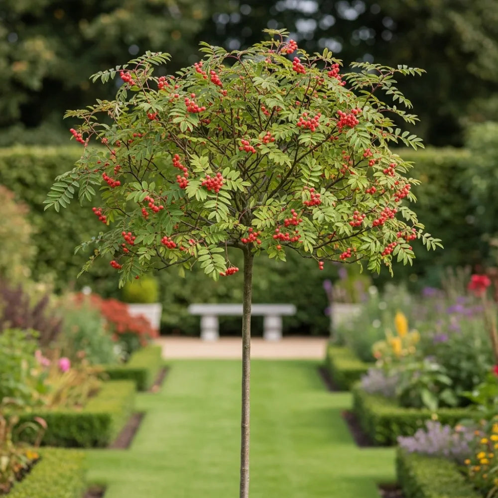 6ft Half-Standard 'Eastern Promise' Mature Pink Berried Mountain Ash Tree | 6/8cm Girth | Grown in 20L Airpot