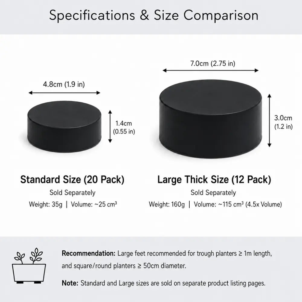 12 Invisible Thick Rubber Pot Feet with Non-Slip Surface Grip & Adhesive Pads - 7cm Diameter 3cm Tall