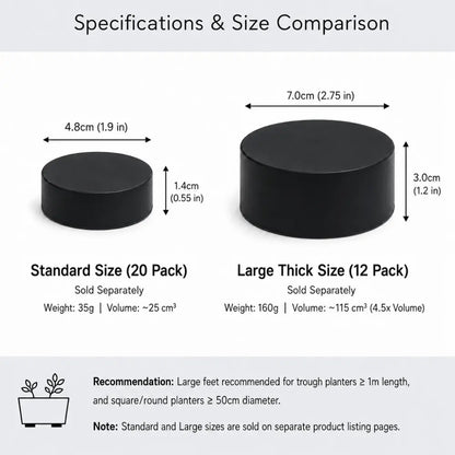 12 Invisible Thick Rubber Pot Feet with Non-Slip Surface Grip & Adhesive Pads - 7cm Diameter 3cm Tall