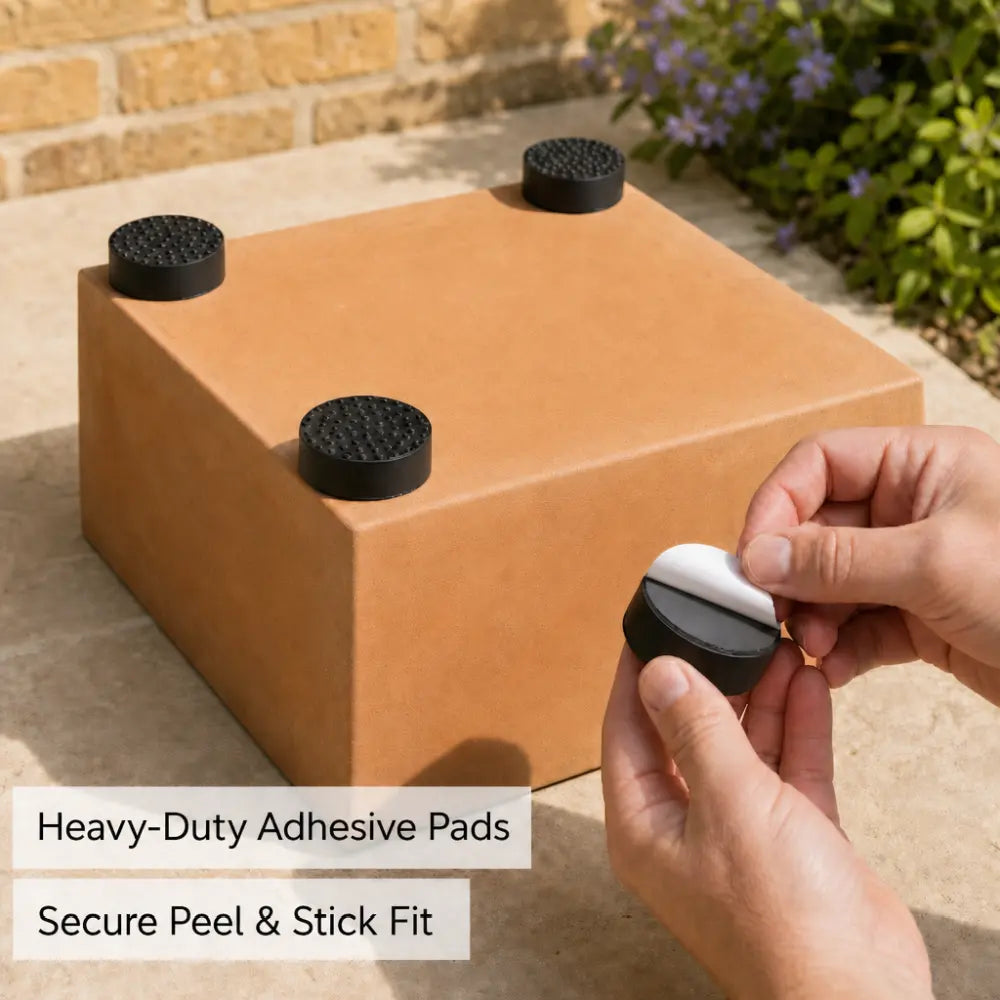 12 Invisible Thick Rubber Pot Feet with Non-Slip Surface Grip & Adhesive Pads - 7cm Diameter 3cm Tall