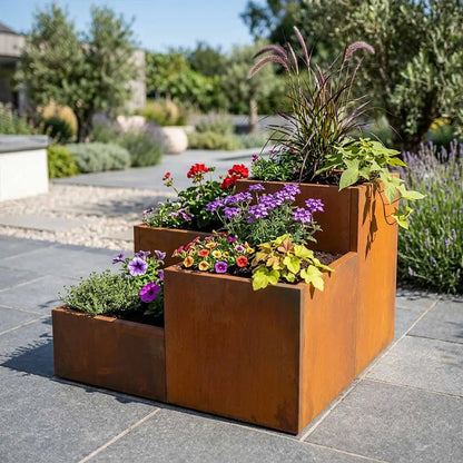 Corten Steel Tiered Planter Raised Bed