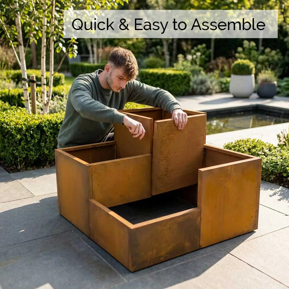 Corten Steel Tiered Planter Raised Bed