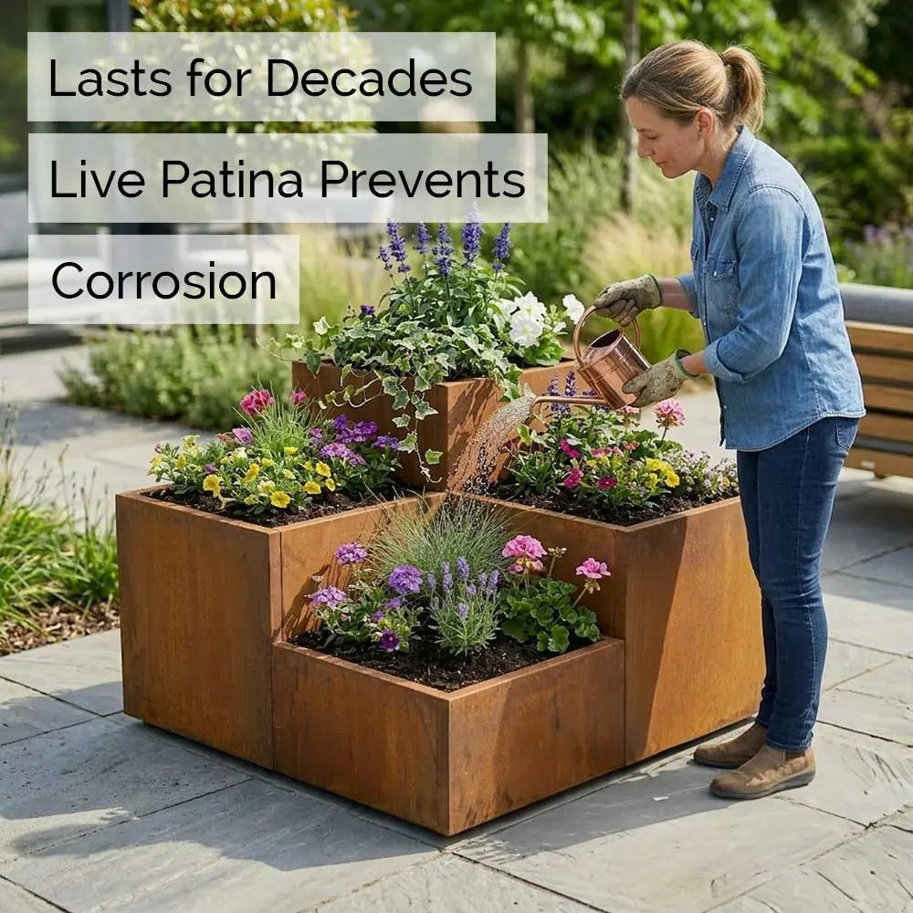Corten Steel Tiered Planter Raised Bed