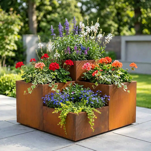 Corten Steel Tiered Planter Raised Bed